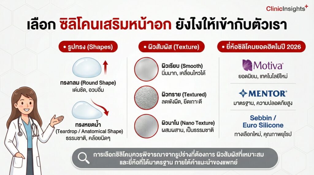เลือก ซิลิโคนเสริมหน้าอก ยังไงให้เข้ากับตัวเรา