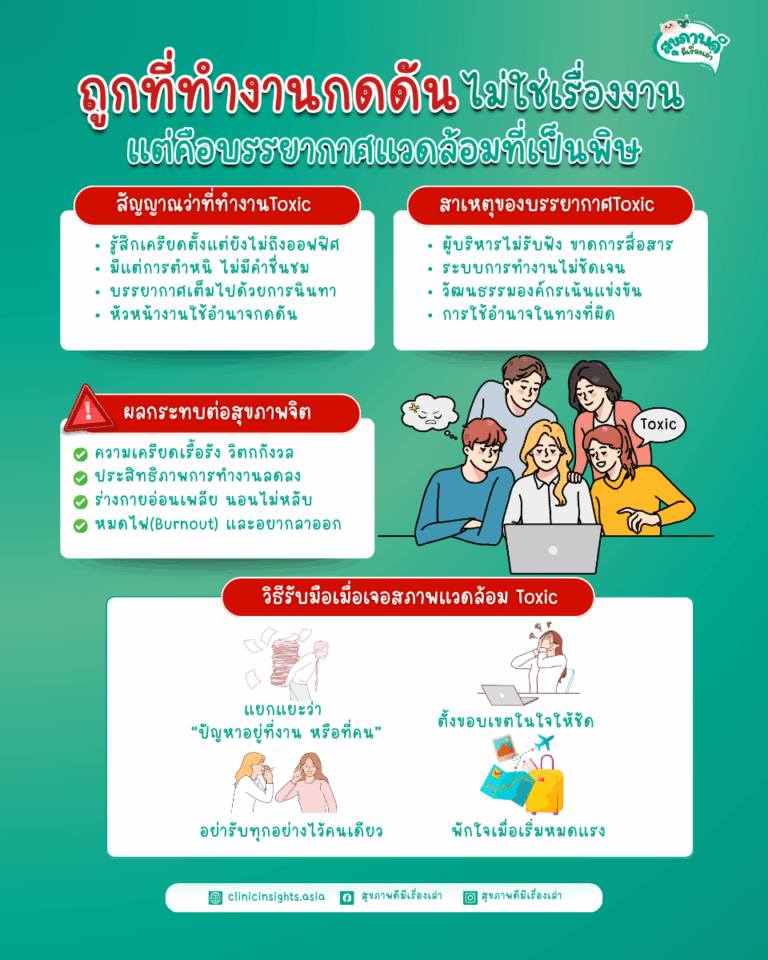 ถูกที่ทำงานกดดัน ไม่ใช่เรื่องงาน แต่คือบรรยากาศแวดล้อมที่เป็นพิษ