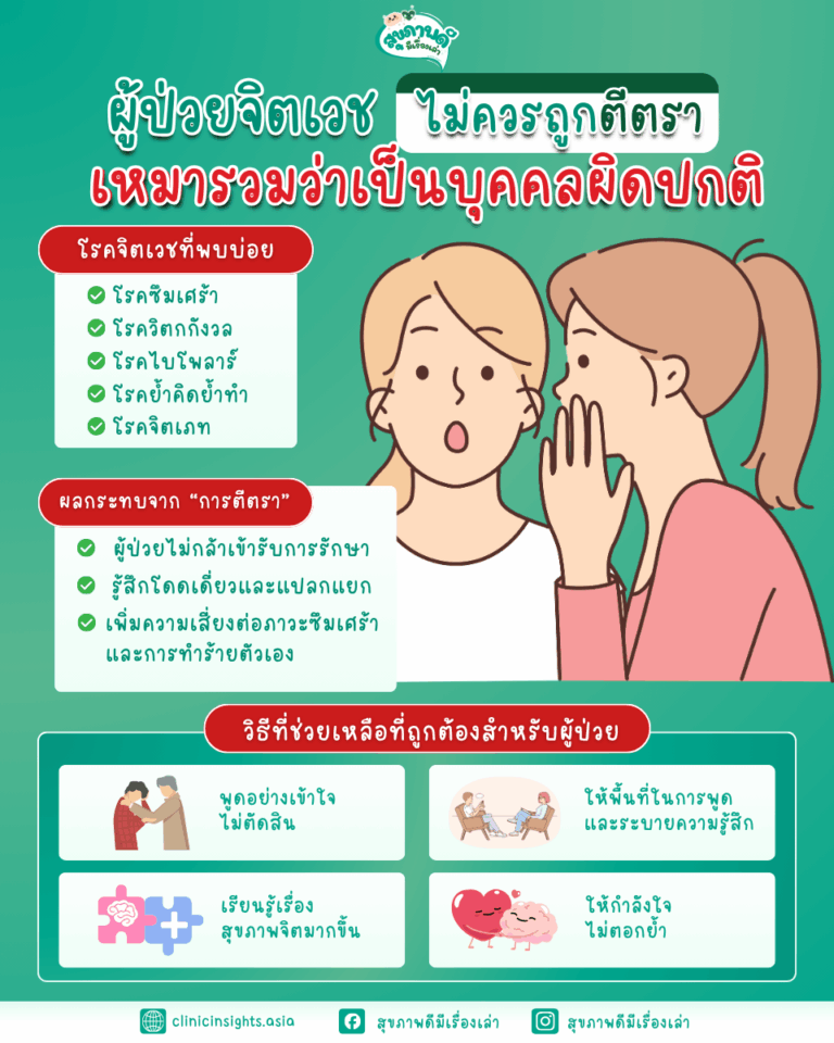 ผู้ป่วยจิตเวชไม่ควรถูกตีตราหรือเหมารวมว่าเป็นบุคคลผิดปกติ แปลกแยก