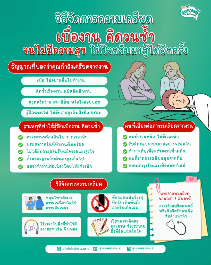 วิธีจัดการความเครียด เมื่อเบื่องาน คิดวนซ้ำจนไม่มีความสุข