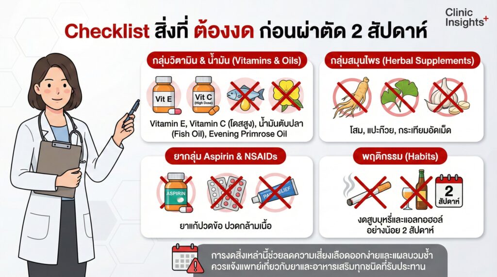 Checklist สิ่งที่ ต้องงด ก่อนผ่าตัด 2 สัปดาห์