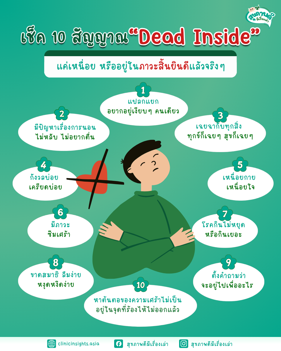 เช็ค 10 สัญญาณ Dead Inside แค่เหนื่อย หรืออยู่ในภาวะสิ้นยินดีแล้วจริง ๆ
