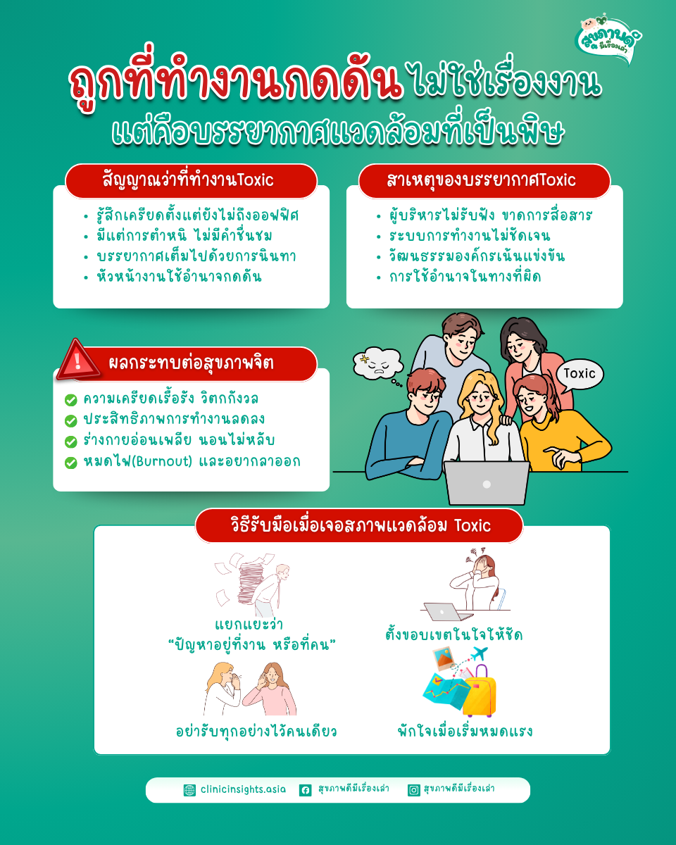 ถูกที่ทำงานกดดัน ไม่ใช่เรื่องงาน แต่คือบรรยากาศแวดล้อมที่เป็นพิษ