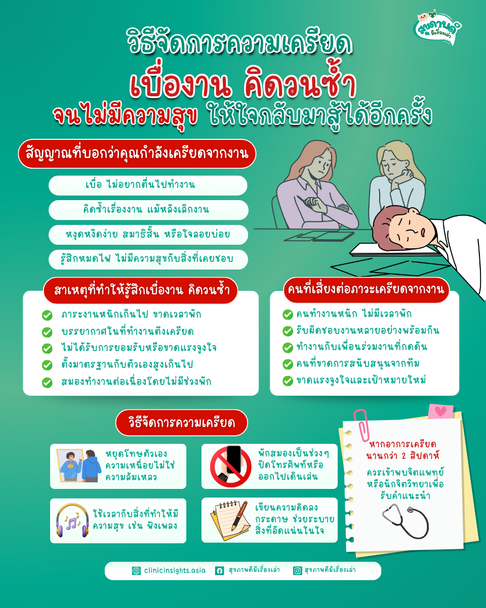 วิธีจัดการความเครียด เมื่อเบื่องาน คิดวนซ้ำจนไม่มีความสุข