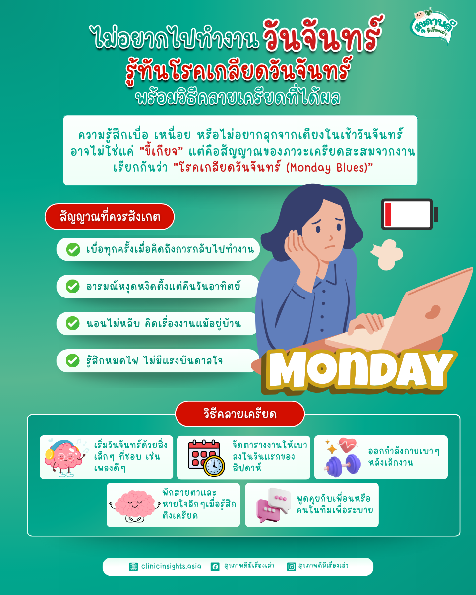 ไม่อยากไปทำงานวันจันทร์ รู้ทันโรคเกลียดวันจันทร์ พร้อมวิธีคลายเครียดที่ได้ผล